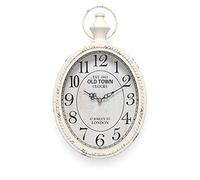 Menterry Reloj de Pared Retro Europeo Ovalado, Diseño Antiguo, Estilo Vintage, Relojes de Pared Silenciosos para Cocina, Dormitorio, Casa de Campo, Oficina (Oval White)