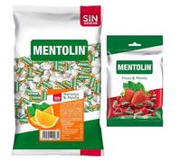 Mentolín caramelos garganta naranja s/a bolsa 1kg y de regalo fresa menta 150g