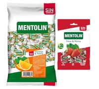 Mentolín caramelos garganta naranja s/a bolsa 1kg y de regalo fresa menta s/a bolsa 100g
