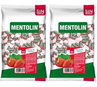 Mentolín - Fresa & Menta - Caramelo duro sin azúcares con edulcorantes - 1 kg (Paquete de 2)