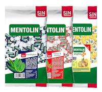 MENTOLIN PACK 3 Kg caramelos sin azúcar para la tos Eucaliptus & Fresa Menta & Plus Jengibre