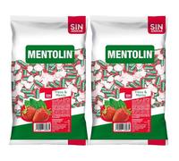 MENTOLÍN pack de 2 kg de caramelos duros sabor menta y fresa sin azúcar, 2x1kg