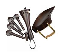 Mentonera para violín 1 Juego de reposabrazos for violín 4/4, accesorios for ébano, clavijas for, reposa barbilla, pieza trasera, pasador, afinador y soporte(Color 6)
