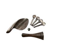 Mentonera ViolíN 1 Juego de accesorios madera ébano for violín 4/4, pieza trasera, clavijas afinación, pasadores, reposapiés y soporte for barbilla(Color 5)