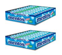 Mentos, Caramelo Masticable 20 unidades de 38 gr, caramelos redondos masticables de crujiente capa exterior y un núcleo interior blando (20, Menta)