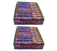 Mentos, Caramelo Masticable 20 unidades de 38 gr, caramelos redondos masticables de crujiente capa exterior y un núcleo interior blando (40, Fresa)
