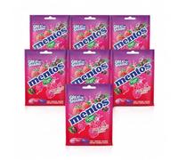 Mentos Caramelos Masticables Frutos Rojos - Pack 7 Bolsas (160g c/u) | Mix Fresa, Frambuesa y Arándano | Dulces con Bolsa Resellable para Compartir