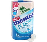 Mentos Goma de mascar Pure Fresh sin azúcar con xilitol, menta fresca, en una botella de cartón reciclable al 90%, 80 piezas