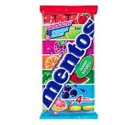Mentos - Pack de 4 rollos Rainbow - Caramelos Mentos tiernos y crujientes, 7 frutas surtidas, fresa, manzana, naranja, uva, sandía, arándano, pomelo - Rollos clásicos para compartir