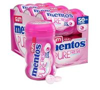 Mentos Pure Fresh - Goma de mascar sin azúcar con xilitol, sabor fresco burbuja, goma de mascar, botella de 50 piezas (paquete a granel de 6)