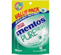 Mentos Pure Fresh Sugar-Free Chewing Gum with Xylitol, Spearmint, 120 Piece Bulk Resealable Bag (Pack of 1)