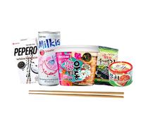 Menú Coreano - Pack de Comida Coreana Completa con Udon Garak, Kimchi, Bebida Milkis, Pepero y Algas