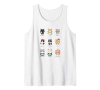Menú de café Kawaii japonés Vintage Arte de Gato de Aspecto Fresco Camiseta sin Mangas