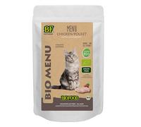 Menú ecológico Biofood elaborado con un 79% de carne de pollo ecológica para gatos. Bolsa de 100 g