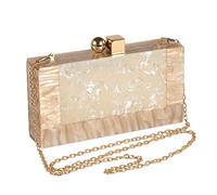 Menurra Bolso de mano de acrílico para mujer, diseño de mármol con purpurina para boda, cóctel, fiesta, baile de graduación, Champán, 7.8"x4.1"x1.8"