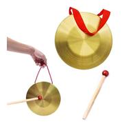 MenYiYDS 1 Pcs Platillo de Mano de latón de 12cm, Instrumento de latón de Gong portátil con Martillo Redondo de 15cm para percusión, Orquesta de ópera de Iglesia