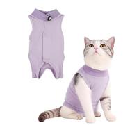 MenYiYDS 1 pieza Body Gatos Postoperatorio Hembra, Body Gata Esterilización, traje de recuperación para gatos después de la operación, antifugas, evita lamer, desgaste y calor (Morado: M)