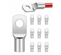MenYiYDS 10 conectores de terminales de cobre estañado, SC16-6 juego de conectores de terminal de anillo SC de batería, terminales de cable de batería, conector de terminales de crimpado de agujero