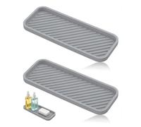 MenYiYDS 2 piezas Organizadores para Fregadero de Silicona, Unidades Esterilla de Goteo, 23 cm × 9 cm Soporte para Estropajos, Cepillos o Jabón, organizador cocina fregadero (Gris)