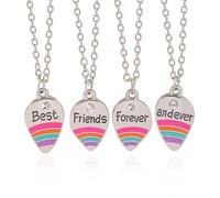 MenYiYDS 4 Pcs BFF Collar Arco Iris Collar de Amistad Best Friends Forever Regalo de Cumpleaños de Niña Cadena Colgante Regalo (Arco Iris)
