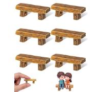 MenYiYDS 6Pcs Miniature Bench Banco Miniatura para Maquetas Fairy Garden Set de Banco de Resina Rustico Accesorios para Jardin Miniatura Bonsai Decoracion Dollhouse Muebles en Miniatura,Amarillo