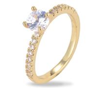 MenYiYDS Anillo para Señoras, Anillo de Plata 925 con Diamante Simulado, Solitario, Anillo de Boda con Circonita Ovalada, Anillos de eternidad para Mujeres, Color Oro
