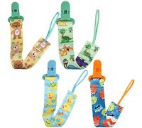 MenYiYDS Pack de 4 chupeteros algodón chupete bebé chupete chupetes niño niña chupete cadenas para cordón con pinzas neutro