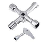 MenYiYDS SET Llave Multifuncional 4 Puntas 6 en 1 - Contador de Agua, Armario Eléctrico, Ascensor, Gas, Universal y Maestra Triangular Para Emergencias
