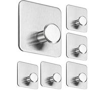 Menz colgador toalla baño sin taladro inox, 6 piezas - ganchos adhesivos para pared, perchas autoadhesivas de diseño moderno y resistente