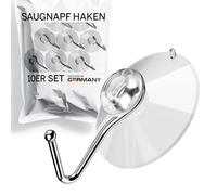 Menz Gancho con ventosa, 10 unidades, transparente, diámetro de 35 mm, gancho de succión de PVC y acero inoxidable para decoración de ventanas, cocina y baño, ventosa extraíble y reutilizable