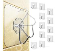 Menz Ganchos autoadhesivos, 12 unidades, transparentes, extrafuertes, resistentes a la intemperie, ganchos de pared, autoadhesivos, para techo y pared, multiusos, para cocina, baño, decoración