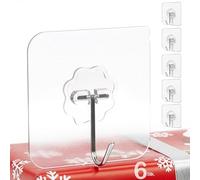 Menz Ganchos autoadhesivos - 6 unidades de ganchos adhesivos extra fuertes, resistentes a la intemperie y a la corrosión, giratorios de 180°, para decoración navideña, cocina, baño, pared y techo