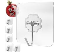 Menz Ganchos autoadhesivos, 6 unidades, transparentes, extrafuertes, resistentes a la intemperie, ganchos de pared, autoadhesivos, para techo y pared, multiusos para cocina, baño, decoración