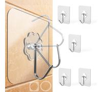 Menz Ganchos autoadhesivos, 6 unidades transparentes ganchos adhesivos extra fuertes, ganchos adhesivos para exteriores, resistentes a la intemperie, ganchos de pared autoadhesivos, ganchos adhesivos