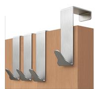 Menz Ganchos para puerta de acero inoxidable - 36 mm - Juego de 4 piezas con almohadillas antideslizantes de fieltro, funcionalidad y estilo para tu hogar