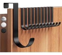 Menz Ganchos para puerta de acero inoxidable, juego de 10 unidades, color negro