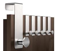 Menz Juego de 6 soportes para puerta de acero inoxidable para colgar, ganchos estables para puerta, soportes para colgar como perchero flexible, barra de ganchos en acabado redondo