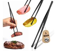 Menz Kochpinzas - Kochpinzas Edelstahl, schwarze Pinzas Küche 30 cm, runde Grillpinza zum Kochen und Braten, Küchenpinzas für Küche, Camping, BBQ