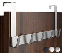 Menz Perchero de puerta para colgar de acero inoxidable, plateado, gancho para puerta para colgar como perchero para puerta o toallero, extremadamente resistente, ahorra espacio