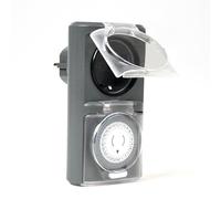 Menz Temporizador para Exterior - Modelo IP44 Mecánico, Potente y de Fácil Uso, Compatible con Enchufes Exteriores