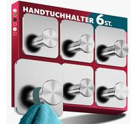 Menz Toallero sin agujeros de acero inoxidable, juego de 6 - Toallero de baño resistente al agua, modernos ganchos adhesivos para el baño, ganchos autoadhesivos como toallero estable, funcional y de