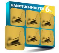 Menz Toallero sin taladrar acero inoxidable, juego de 6 - Toallero de baño resistente al agua en oro, ganchos adhesivos ovalados para baño, ganchos autoadhesivos como ganchos funcionales