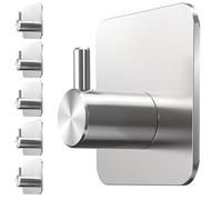 Menz Toallero sin taladrar, juego de 6 ganchos, ganchos adhesivos resistentes al agua, ganchos de acero inoxidable para baño, ganchos de alta calidad, autoadhesivos, toalleros de baño con alta