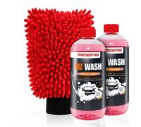 Menzerna - Juego de limpieza para coche (2 unidades, 1 L, pH neutro, manopla de lavado, aroma tropical, espuma intensa y solución de suciedad fuerte)