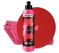 Menzerna Lady Line - Abrillantador de coche Bundle Cut Deluxe, compuesto de corte pesado 400, 250 ml, 1 almohadilla de pulido menzerna de 150 mm + 1 paño de pulido de microfibra detailmate de 550 g/m²