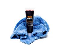Menzerna Metal Polish Set Incl. paño de Microfibra para Acero Inoxidable, Aluminio, Cromo, Cobre, Plata, Tubos de Escape, Rejilla del radiador, molduras, así como cubertería y joyería