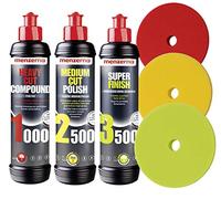 Menzerna Pulimentos 1000 Heavy Cut + 2500 Medium Cut + 3500 Super Finish + 3 Almohadillas de Pulido Menzerna Juego de Pulimento Auto Juego de Pulido