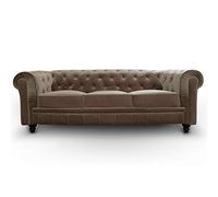 Menzzo A605V3 - Sofá, contemporáneo, de 3 plazas, de madera y terciopelo, 80 x 207 x 72 cm, topo