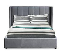 Menzzo - Cama Doble con somier elevable, 180 x 200 cm, Terciopelo Gris