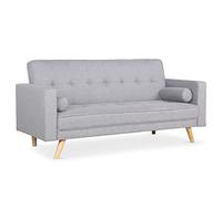 Menzzo Canapé Convertible scandinave Sofá Cama, poliéster, Gris Claro, 186 x 75 x 89 cm